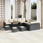 vidaXL Ensemble de canapé de jardin 14 Pièces Noir polyrotin