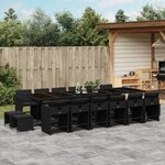 vidaXL Ensemble à manger de jardin 17 Pièces coussins noir résine tressée