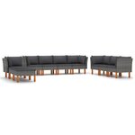 Salon de jardin meuble d'extérieur ensemble de mobilier 10 pièces avec coussins résine tressée gris 02_0015133