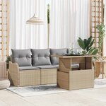 vidaXL Ensemble de canapé de jardin 5 Pièces Beige 100 x 55 x 73 cm