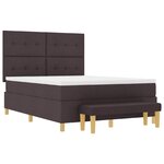 vidaXL Lit à ressorts avec matelas Marron foncé 140 x 200 cm tissu