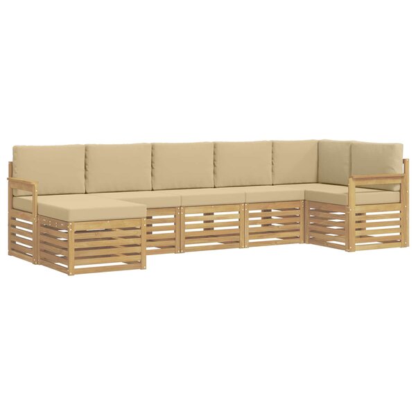 vidaXL Ensemble de canapés d'extérieur 6 Pièces Blanc et Beige