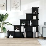 vidaXL Cubes de rangement 15 Pièces Noir PP