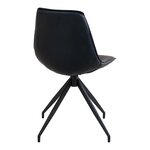 2 chaises de salle à manger en cuir synthétique avec pivot noir et pieds noirs