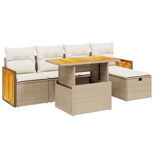 vidaXL Salon de jardin avec coussins 6 Pièces beige résine tressée