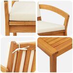 vidaXL Ensemble bistrot avec coussin 2 Pièces Marron Bois d'acacia massif