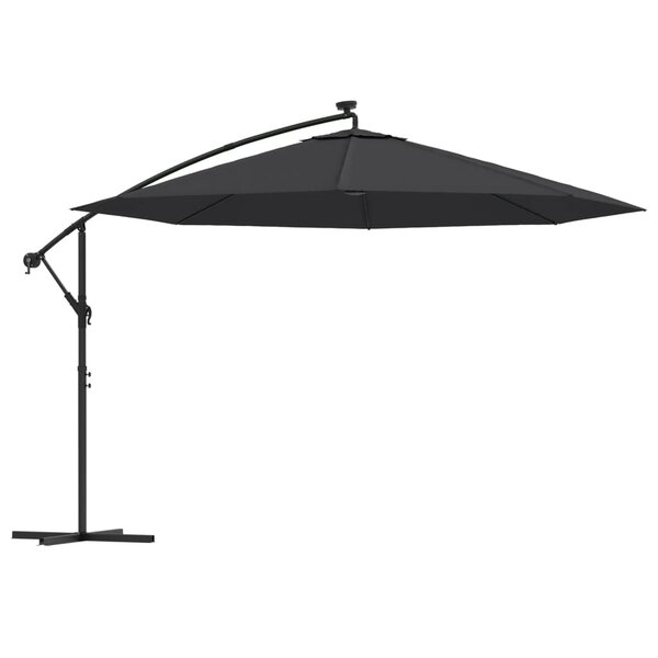 vidaXL Parasol de jardin en porte-à-faux avec lumières LED noir 350 cm
