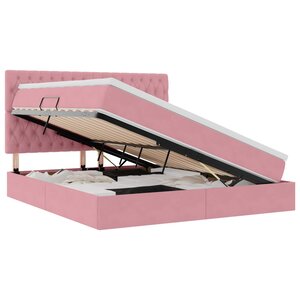 vidaXL Lit de rangement LED avec matelas Rose 180 x 200 cm Velours