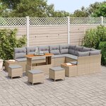 vidaXL Ensemble de canapé de jardin avec coussin Beige Poly rotin