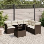 vidaXL Salon de jardin avec coussins 7 Pièces marron résine tressée