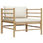vidaXL Canapé de jardin avec coussins blanc crème Bambou