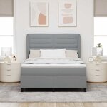 vidaXL Lit à ressorts avec matelas Gris clair 140 x 190 cm tissu