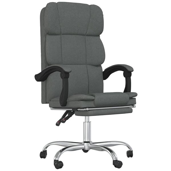 vidaXL Fauteuil inclinable de bureau Gris foncé Tissu