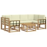 vidaXL Ensemble de canapés d'extérieur 7 Pièces Blanc et crème