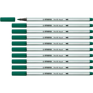 Feutre Pen 68 brush Pointe Pinceau Vert pin x 10 STABILO