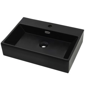 vidaXL Vasque avec trou de robinet en céramique Noir 60 5x42 5x14 5 cm