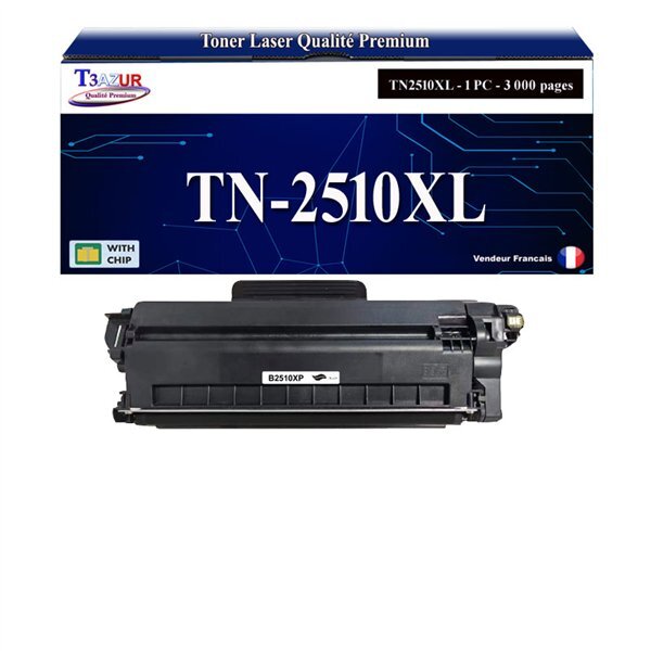T3AZUR - Toner compatible avec Brother MFC-L2860DW L2860DWE L2960DW L2980DW TN2510 TN2510XL