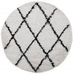 vidaXL Tapis shaggy à poils longs moderne crème et noir Ø 200 cm