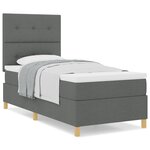 vidaXL Lit avec sommier gris foncé 100x200 cm tissu