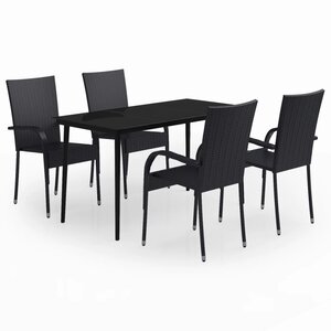 vidaXL Ensemble à manger de jardin 5 Pièces Noir
