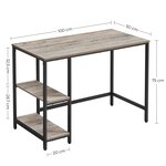 Bureau table informatique table d’étude avec étagère à 2 niveaux à gauche ou à droite pour bureau salon cadre en métal style industriel gris 12_0004663