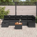 vidaXL Ensemble de canapé de jardin avec coussin 8 Pièces Noir polyrotin