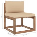 vidaXL Canapé de milieu palette de jardin avec coussins beige