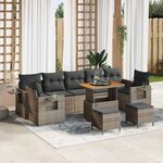 vidaXL Ensemble de canapé de jardin 10 Pièces Gris polyrotin