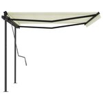 vidaXL Auvent automatique rétractable avec poteaux 4 5x3 m Crème