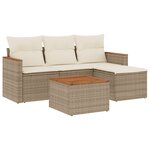 vidaXL Salon de jardin avec coussins 5 Pièces beige résine tressée