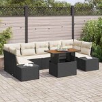 vidaXL Ensemble de salle à manger pour jardin 8 Pièces Noir  Crème