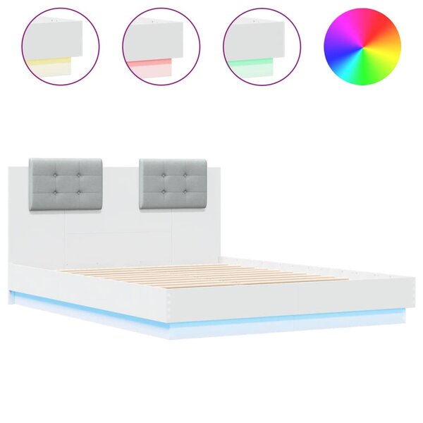 vidaXL Cadre de lit avec LED sans matelas blanc 140x190 cm