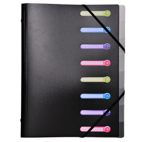 Trieur en Polypro 8 compartiments 3 rabats Noir EXACOMPTA