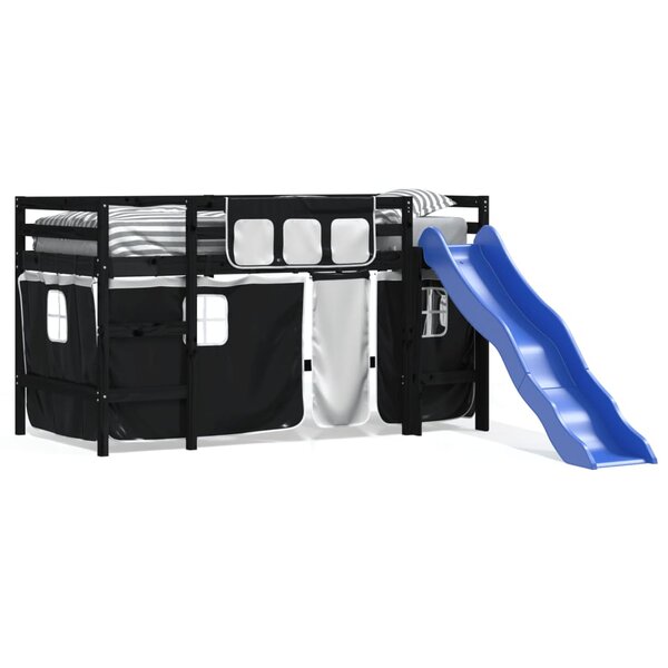 vidaXL Lit mezzanine pour enfants avec rideaux sans matelas 80x200 cm