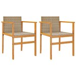 vidaXL Chaises de jardin lot de 2 beige résine tressée et bois massif