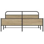 vidaXL Cadre de lit en métal sans matelas chêne fumé 150x200 cm