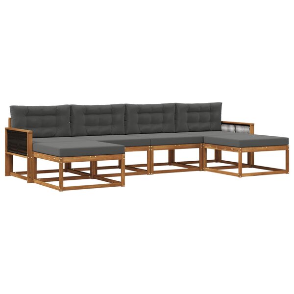 vidaXL Ensemble de canapés d'extérieur 6 pc Naturel et Anthracite
