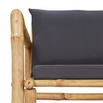 Salon de jardin meuble d'extérieur ensemble de mobilier 2 pièces avec coussins gris foncé bambou 02_0015890