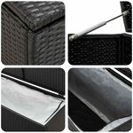 vidaXL Boîte de rangement de jardin résine tressée 200x50x60 cm noir