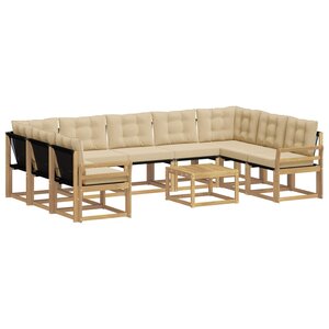 vidaXL Ensemble de canapés d'extérieur 10 Pièces Blanc et Beige