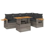 vidaXL Salon de jardin avec coussins 6 Pièces gris résine tressée acacia