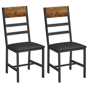 Chaises de salle à manger lot de 2 siège de cuisine assise rembourrée cadre en acier ergonomique style industriel pour salon cuisine marron rustique et noir 12_0004980
