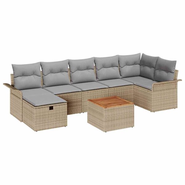 vidaXL Ensemble de canapé de jardin 8 Pièces Beige Poly rotin