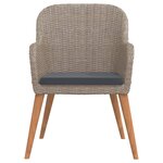 vidaXL Ensemble à manger de jardin et coussins 5 Pièces Marron