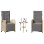 vidaXL Ensemble de bistro 3 Pièces coussins mélange beige résine tressée