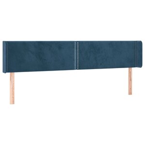 vidaXL Tête de lit avec oreilles Bleu foncé 163x16x78/88 cm Velours