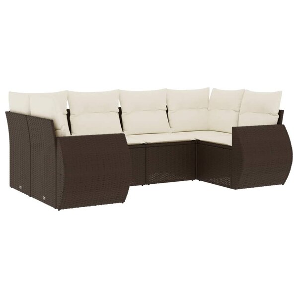vidaXL Salon de jardin avec coussins 6 Pièces marron résine tressée
