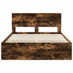 vidaXL Cadre de lit Chêne fumé 135 x 190 cm Pin massif