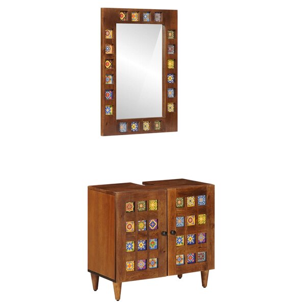 vidaXL Ensemble de mobilier de salle de bain Montage mural 2 Pièces Noyer