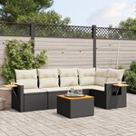 vidaXL Salon de jardin 6 Pièces avec coussins noir résine tressée